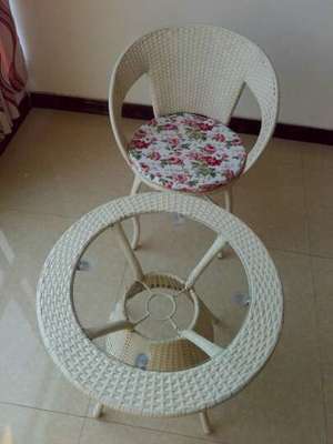 賽森 藤椅三件套特價(jià)陽臺桌椅套件五休閑戶外田園家具庭院茶幾組合椅子咖啡廳賓館奶茶店組合批發(fā) 米白色帶坐墊. 兩個(gè)椅子+茶幾--整體還可以&hellip;&hellip.